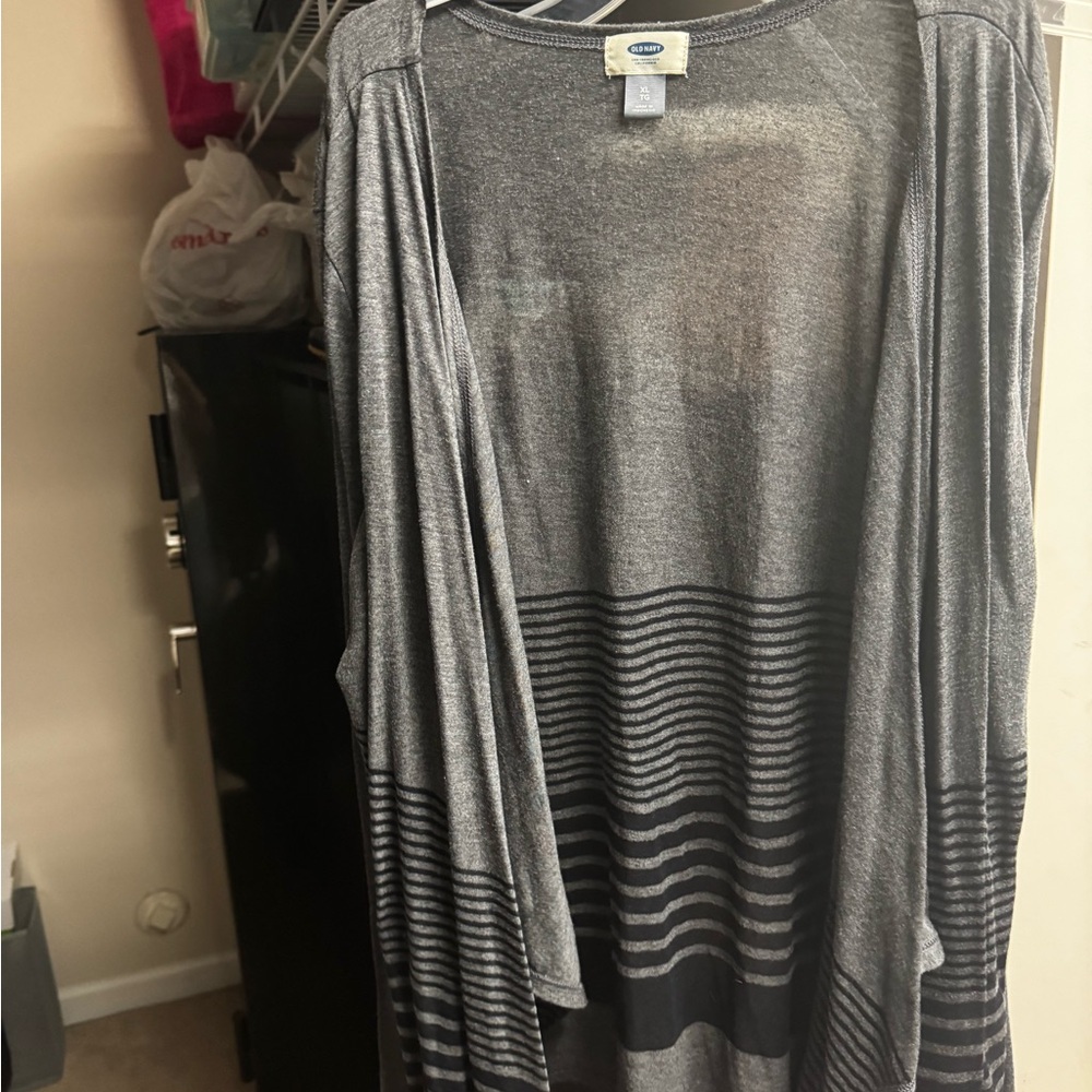 Old Navy Gray Striped Cardigan
